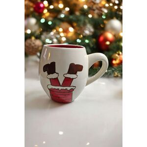 Magenta Santa Claus Down The Chimney Christmas Ceramic Coffee Mug Cup 20 oz
